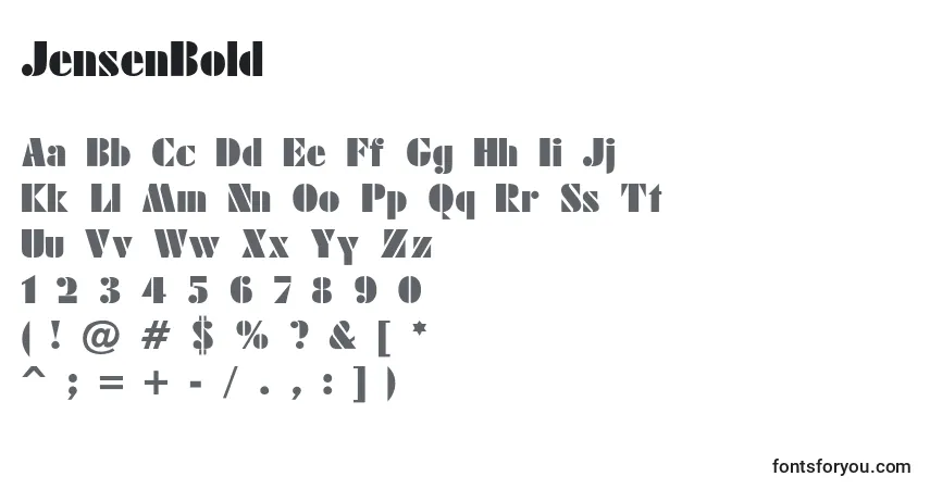 characters of jensenbold font, letter of jensenbold font, alphabet of  jensenbold font