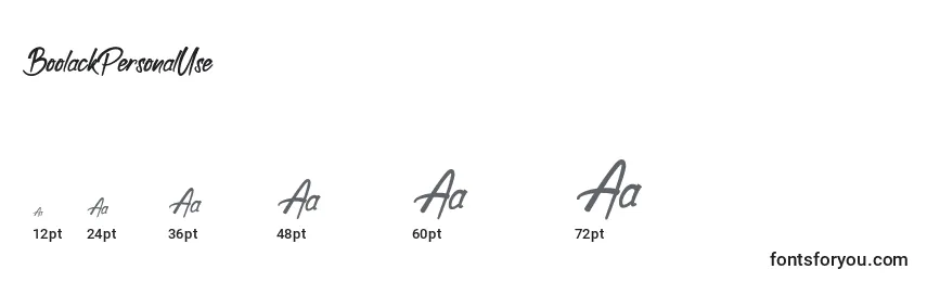 sizes of boolackpersonaluse font, boolackpersonaluse sizes