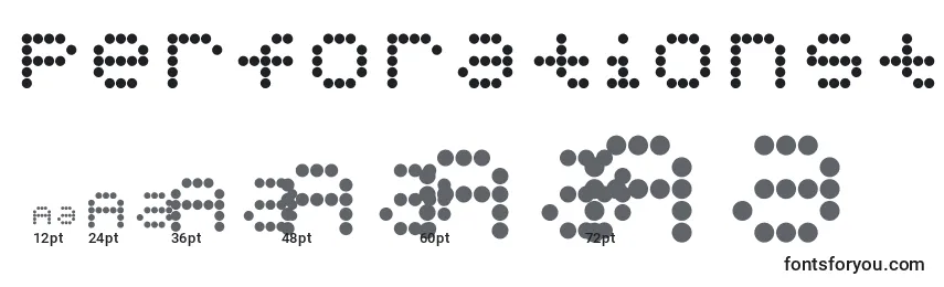 sizes of perforationstrip font, perforationstrip sizes