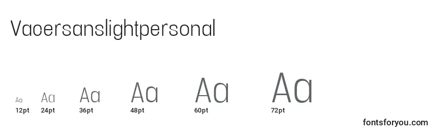 sizes of vacersanslightpersonal font, vacersanslightpersonal sizes