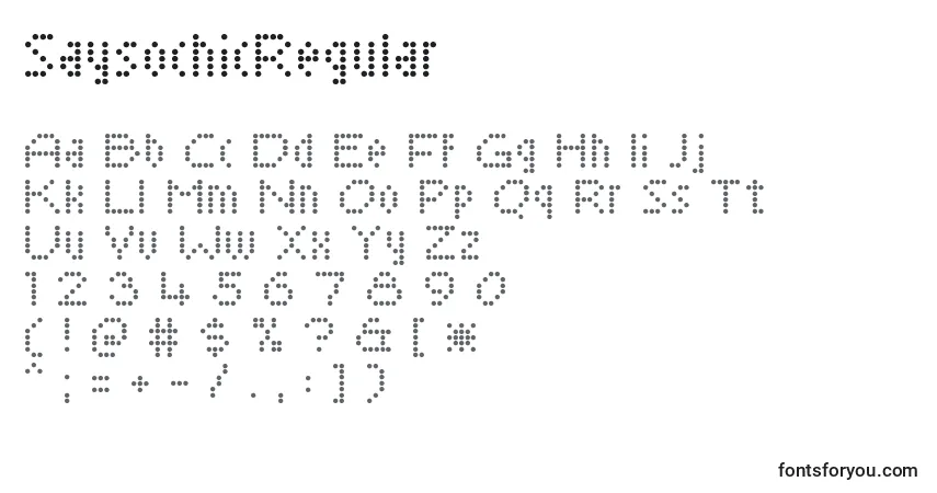 characters of saysochicregular font, letter of saysochicregular font, alphabet of  saysochicregular font