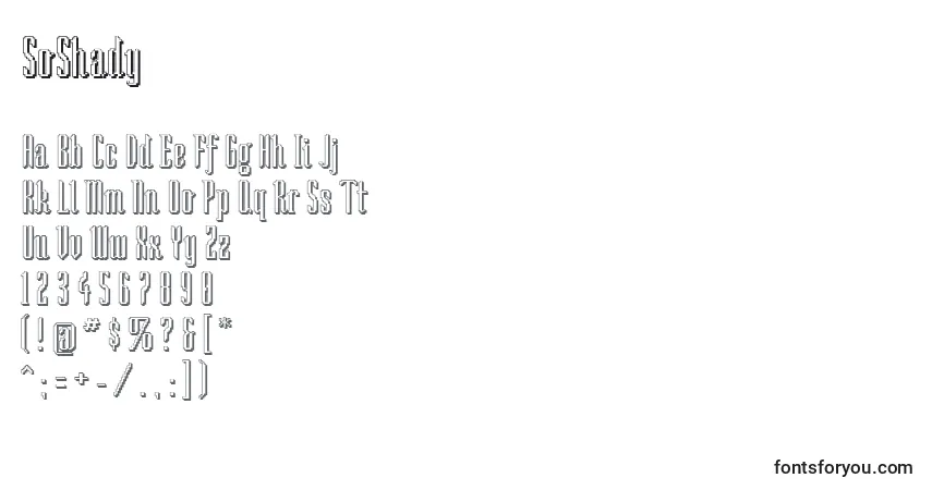 characters of soshady font, letter of soshady font, alphabet of  soshady font