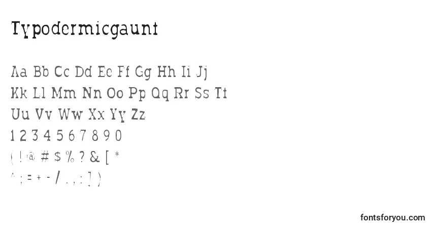 characters of typodermicgaunt font, letter of typodermicgaunt font, alphabet of  typodermicgaunt font