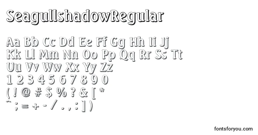 characters of seagullshadowregular font, letter of seagullshadowregular font, alphabet of  seagullshadowregular font