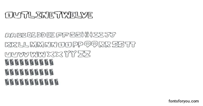 characters of outlinetwelve font, letter of outlinetwelve font, alphabet of  outlinetwelve font