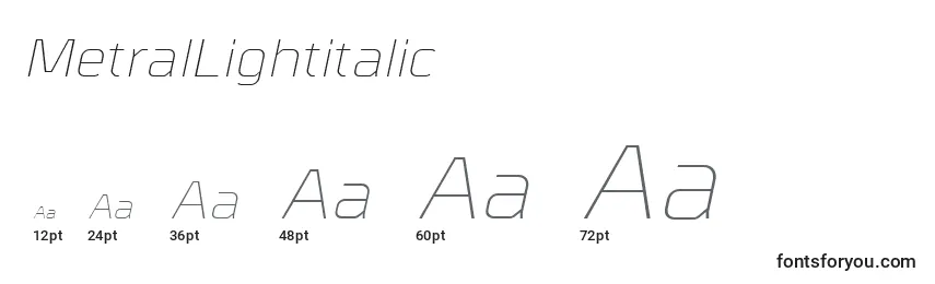 sizes of metrallightitalic font, metrallightitalic sizes