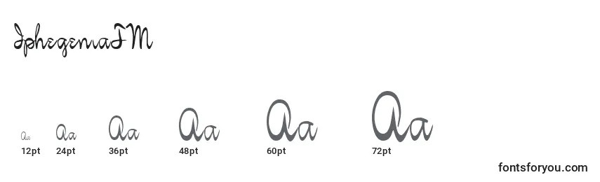 sizes of iphegeniatm font, iphegeniatm sizes