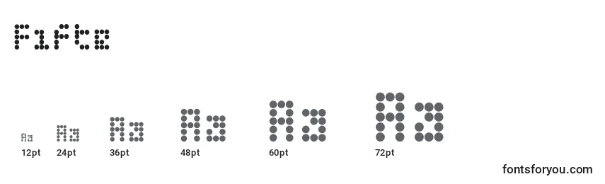 sizes of fifte font, fifte sizes