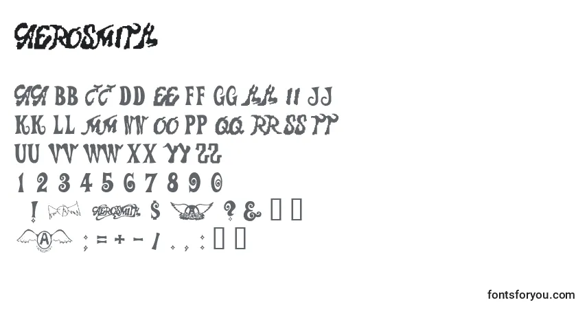 characters of aerosmith font, letter of aerosmith font, alphabet of  aerosmith font