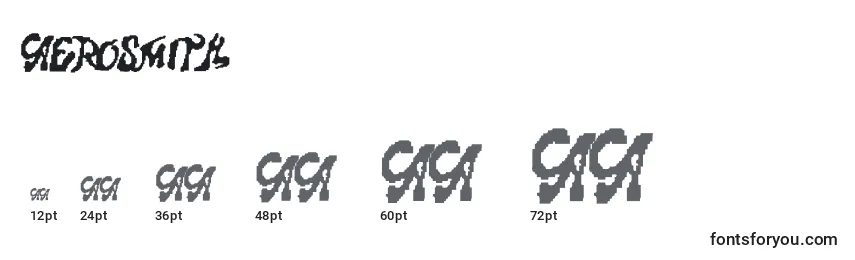 sizes of aerosmith font, aerosmith sizes