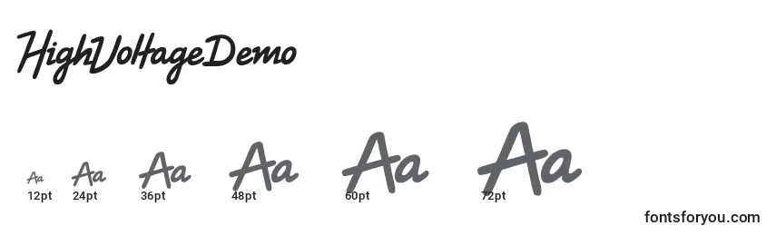 sizes of highvoltagedemo font, highvoltagedemo sizes