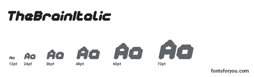 sizes of thebrainitalic font, thebrainitalic sizes