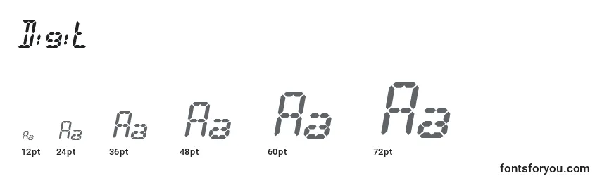 sizes of digit font, digit sizes