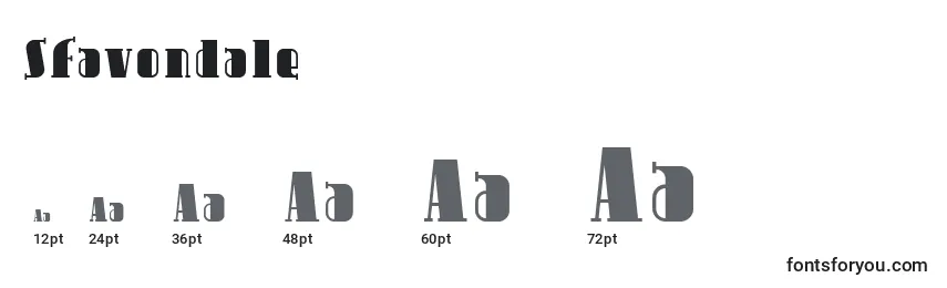 sizes of sfavondale font, sfavondale sizes