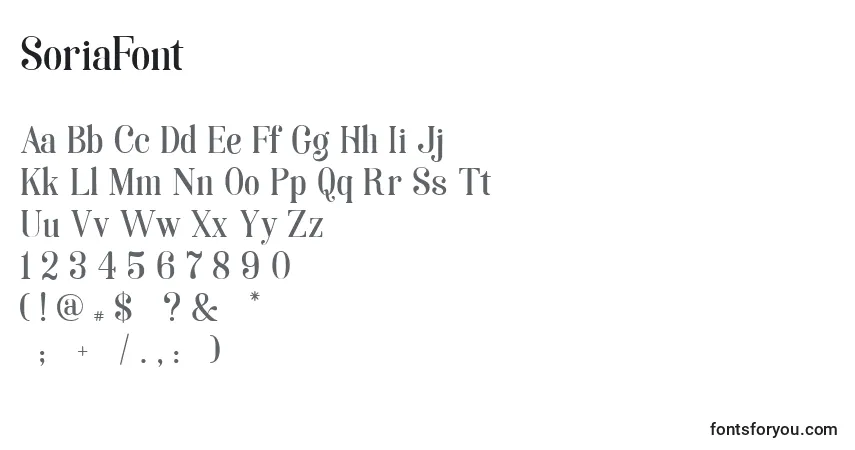 characters of soriafont font, letter of soriafont font, alphabet of  soriafont font