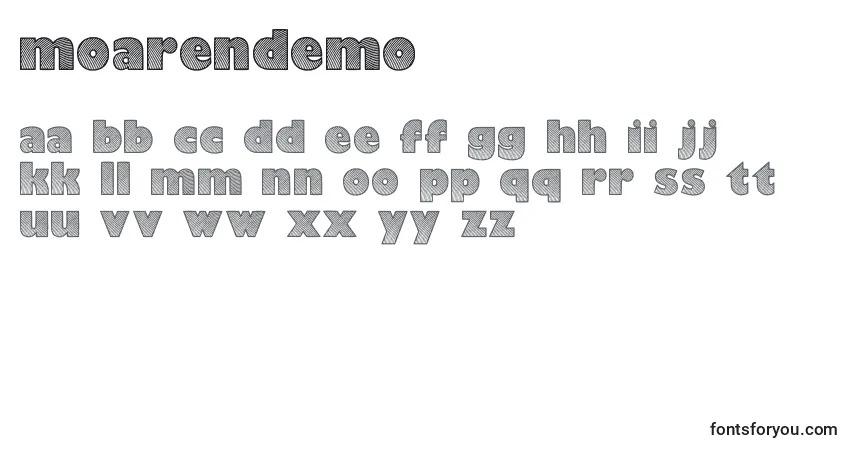 characters of moarendemo font, letter of moarendemo font, alphabet of  moarendemo font