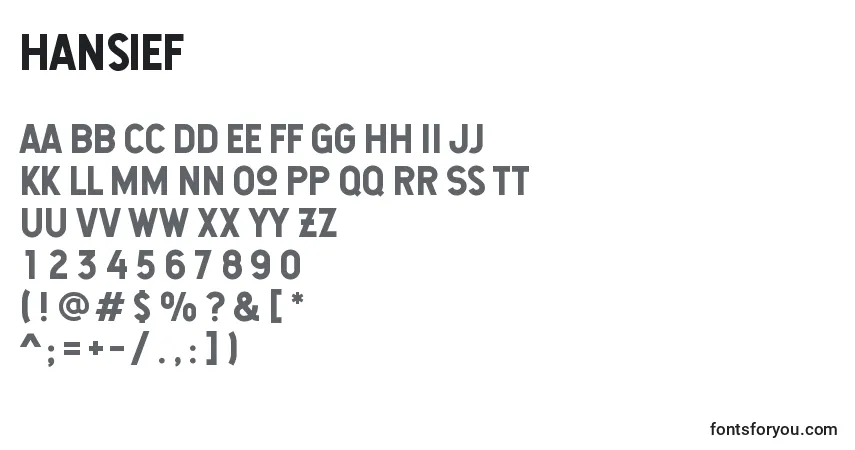 characters of hansief font, letter of hansief font, alphabet of  hansief font
