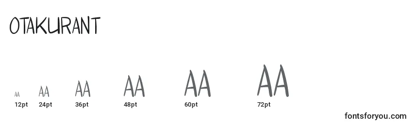 sizes of otakurant font, otakurant sizes