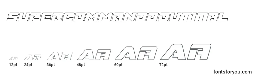 sizes of supercommandooutital font, supercommandooutital sizes
