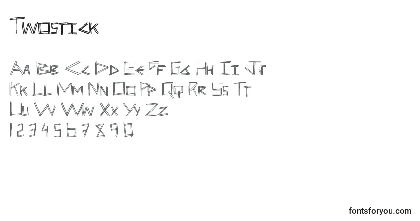characters of twostick font, letter of twostick font, alphabet of  twostick font