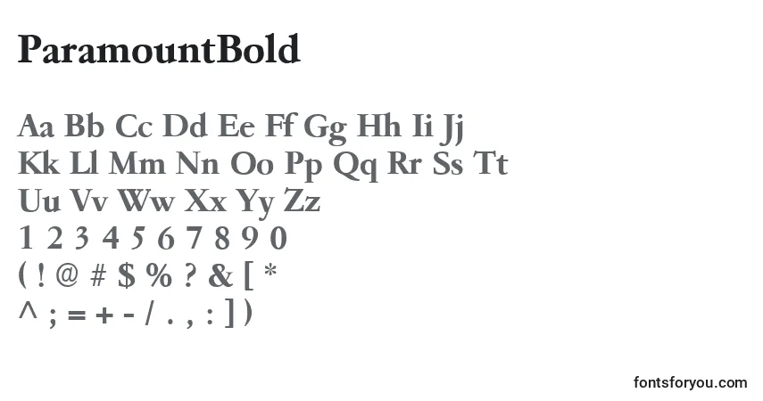characters of paramountbold font, letter of paramountbold font, alphabet of  paramountbold font