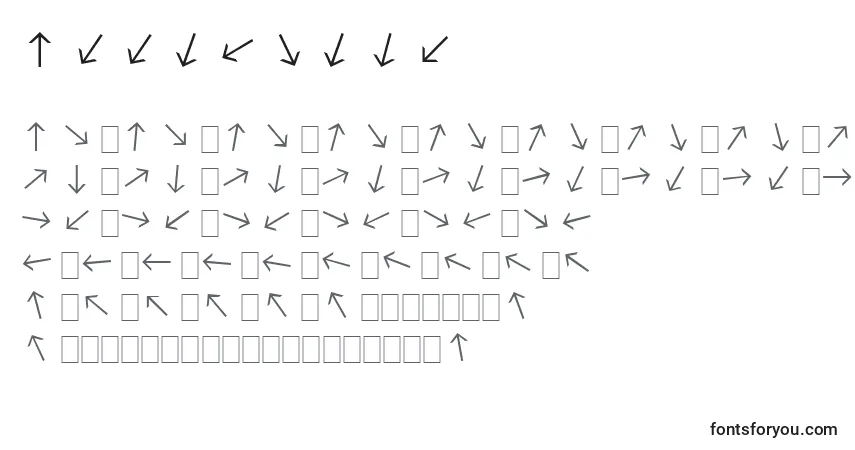 characters of arrowfont font, letter of arrowfont font, alphabet of  arrowfont font