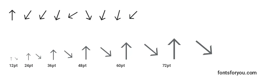 sizes of arrowfont font, arrowfont sizes