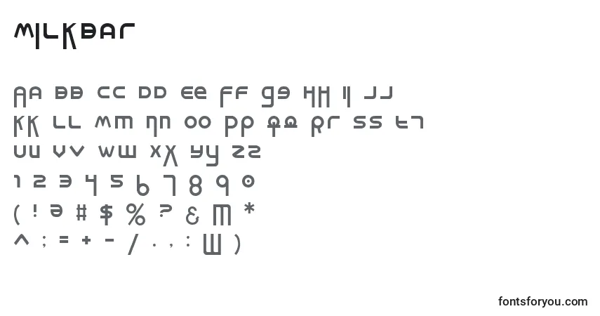 characters of milkbar font, letter of milkbar font, alphabet of  milkbar font
