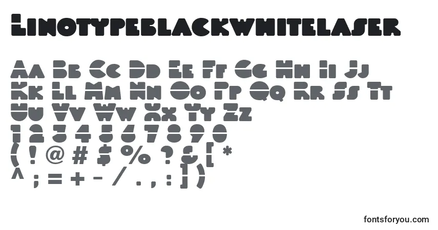 characters of linotypeblackwhitelaser font, letter of linotypeblackwhitelaser font, alphabet of  linotypeblackwhitelaser font