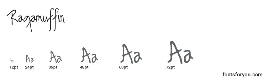 sizes of ragamuffin font, ragamuffin sizes