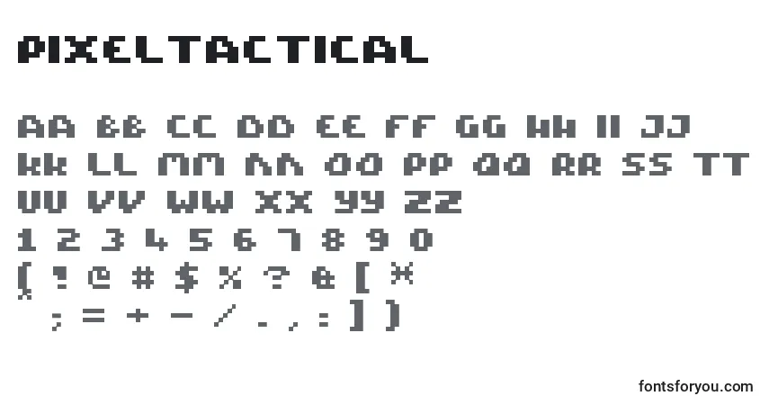 characters of pixeltactical font, letter of pixeltactical font, alphabet of  pixeltactical font