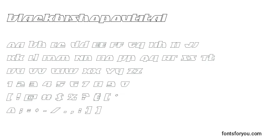 characters of blackbishopoutital font, letter of blackbishopoutital font, alphabet of  blackbishopoutital font