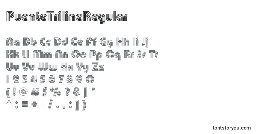 characters of puentetrilineregular font, letter of puentetrilineregular font, alphabet of  puentetrilineregular font