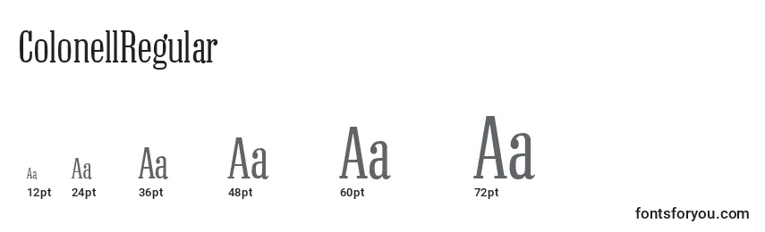 sizes of colonellregular font, colonellregular sizes