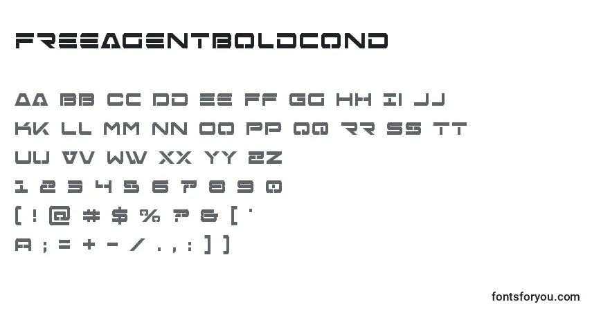 characters of freeagentboldcond font, letter of freeagentboldcond font, alphabet of  freeagentboldcond font