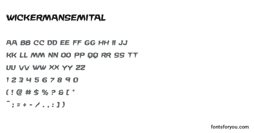 characters of wickermansemital font, letter of wickermansemital font, alphabet of  wickermansemital font