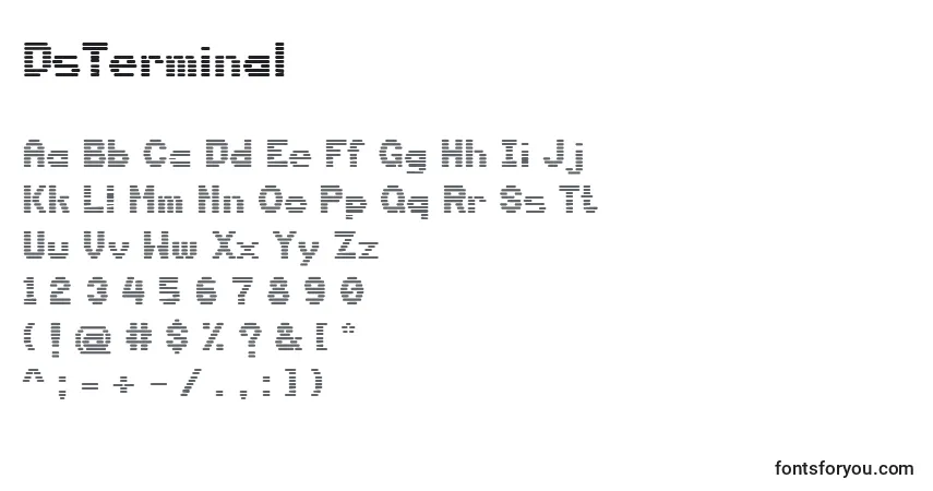characters of dsterminal font, letter of dsterminal font, alphabet of  dsterminal font