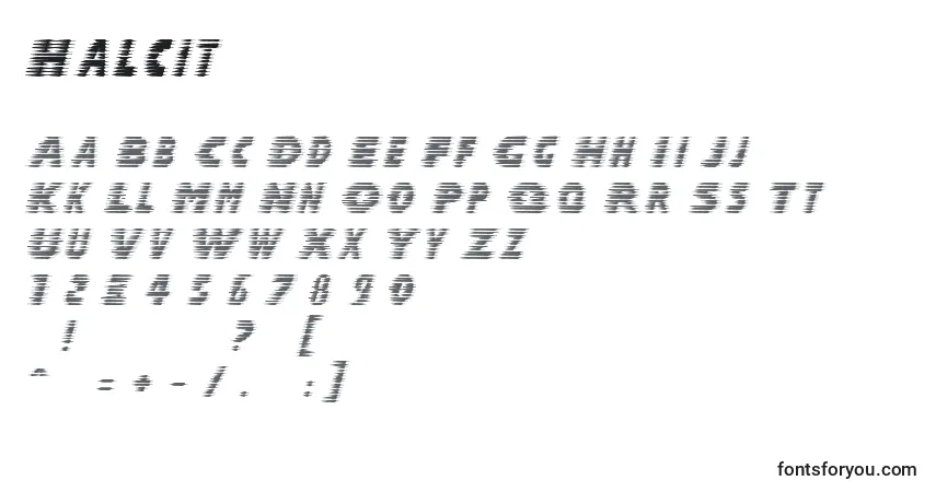 characters of halcit font, letter of halcit font, alphabet of  halcit font
