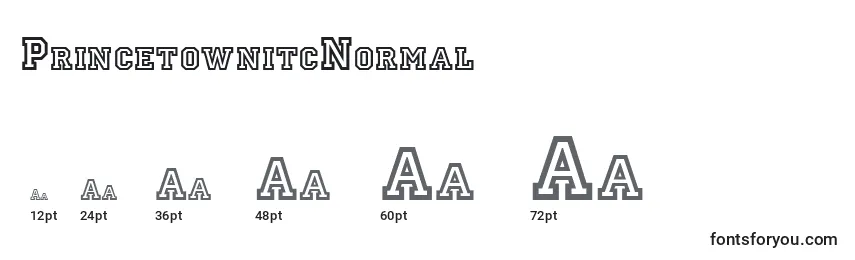 sizes of princetownitcnormal font, princetownitcnormal sizes