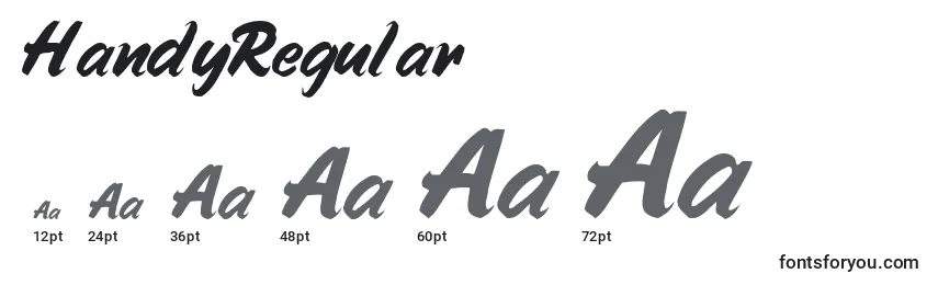 sizes of handyregular font, handyregular sizes