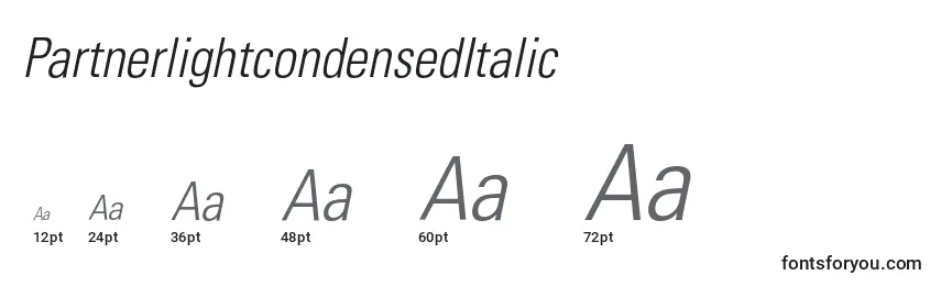 sizes of partnerlightcondenseditalic font, partnerlightcondenseditalic sizes