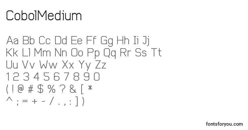 characters of cobolmedium font, letter of cobolmedium font, alphabet of  cobolmedium font
