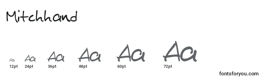 sizes of mitchhand font, mitchhand sizes