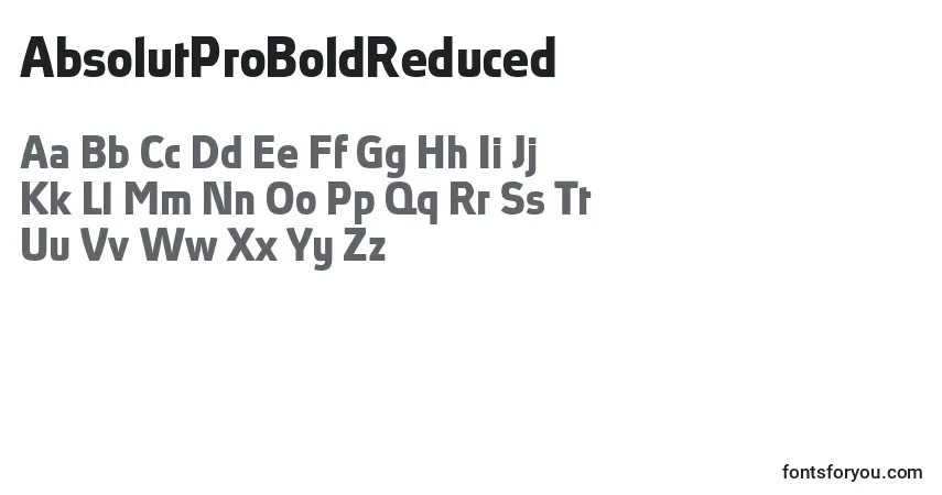 characters of absolutproboldreduced font, letter of absolutproboldreduced font, alphabet of  absolutproboldreduced font