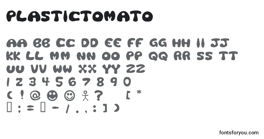 characters of plastictomato font, letter of plastictomato font, alphabet of  plastictomato font