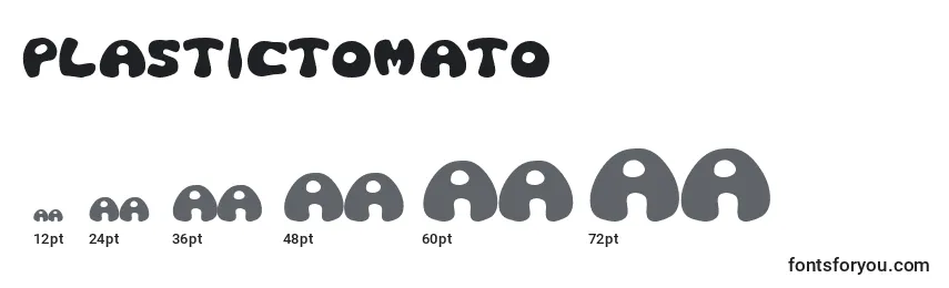 sizes of plastictomato font, plastictomato sizes