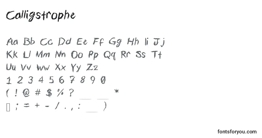 characters of calligstrophe font, letter of calligstrophe font, alphabet of  calligstrophe font