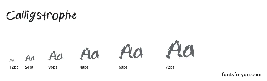 sizes of calligstrophe font, calligstrophe sizes