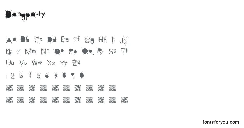 characters of bangparty font, letter of bangparty font, alphabet of  bangparty font