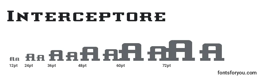 sizes of interceptore font, interceptore sizes